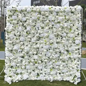 8ft x 8ft Custom 3D 5D Pink White Silk Peony Rose Hydrengea Backdrop Panel Wedding Decoration Artificial Flower Wall