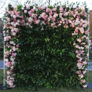 Custom 5D 3D White Rose Hydrangea Roll Up Cloth Flower Wall Wedding Decor Artificial Silk Rose Flower Panel Backdrop Flower Wall