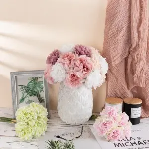 Factory Wholesale Green Hydrangea Peony Bouquet Artificial Flower Home Decoration Wedding Bouquet Faux Flowers