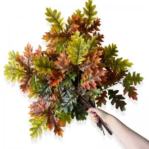12pcs Artificial Oak Tree Leaves Branch For Plant Wall Background Wedding