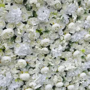 8ft x 8ft Custom 3D 5D Pink White Silk Peony Rose Hydrengea Backdrop Panel Wedding Decoration Artificial Flower Wall