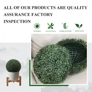 15inch Artificial Grass Ball Decoration Fake Lifelike Boxwood Plant Model Realistic Faux Hanging Display Home Cabinet Greenery Ornament