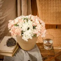 Wholesale Artificial Flowers White Green Hydrangea Silk Flowers Artificial with Stems for Wedding Home Decor