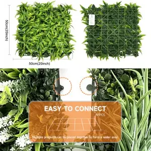 Artificial Boxwood Panels, Grass Wall Panels 20″x20″, Privacy Hedge Fence Screen with UV Protection, Fake Greenery Backdrop for Indoor Wedding and Outdoor Garden Backyard