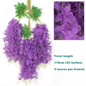 45 inch /3.7ft Wisteria Artificial Flower Bushy Silk Vine Ratta Hanging Garland Decoration Wisteria Flowers