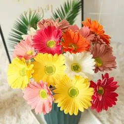 Real Touch Artificial PU Gerbera Daisy Flower Bouquet Home Wedding Decoration Table Centerpiece Artificial Flower