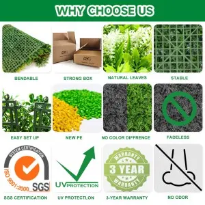 Vertical Garden Wall For Indoor Outdoor Decor UV Protection Plastic High Quality Green Plant Panels Tropical flavour