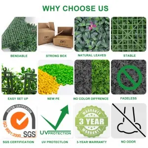 Artificial Plant Wall Vertical Garden Plastic Plant Hedge Wall Boxwood Hedge Panel for Home Decoration