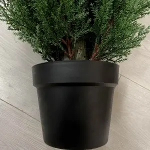 Artificial Cedar Topiary Trees for Outdoors Potted Fake Cypress Trees Faux Evergreen Plants for Home Porch Decor Set of 2