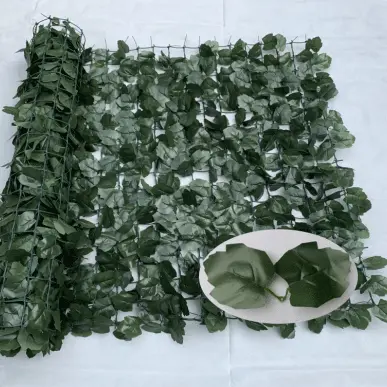 Artificial Walls - Expanding PE laurel leaf willow trellis plastic leaf fence Vertical Expandable Faux Ivy Privacy Fence garden decrative hedges – Deyuan