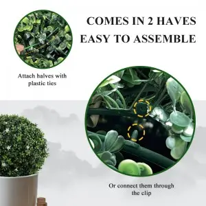 Faux Topiary Boxwood Plant  Artificial Boxwood Topiary Plant Balls for Indoor & Outdoor Decorations, UV Resistant Decorative Boxwood Garden Spheres for Backyard Porch & Balcony Decor