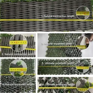 Outdoor Expandable Durable Single Sided Artificial Ivy Trellis Hedge Fence UV Certified Green Wall Home Balcony Patio Weddings