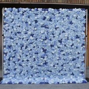Custom 5D 3D White Rose Hydrangea Roll Up Cloth Flower Wall Wedding Decor Artificial Silk Rose Flower Panel Backdrop Flower Wall