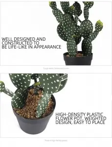 Tropical desert green plants indoor plastic plant artificial succulent cactus plants with potted for home decor