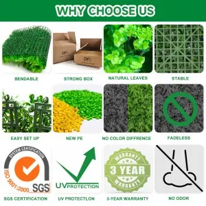 Care Free Artificial Hedge Boxwood Panels Green Plant Vertical Garden Wall For Indoor Outdoor Decoration