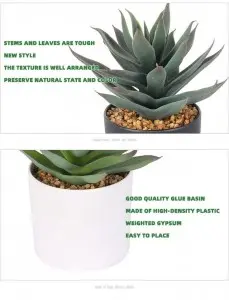 6.7” Height Potted Textured Artificial Succulents Bonsai Faux Cactus Aloe Premium Synthetic Succulents Plant With Pot