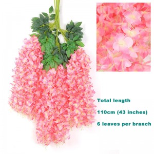 45 inch /3.7ft Wisteria Artificial Flower Bushy Silk Vine Ratta Hanging Garland Decoration Wisteria Flowers