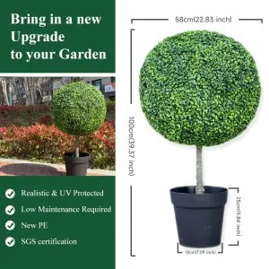 100cm Faux Green Topiary Ball Artificial Grass Leaves Ball Sphere for Outdoor Home & Event Decor Wedding & Festival Features