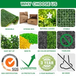 40″x40″ size Artificial Greenery Hedege Wall, Vertical Garden Privacy Fence Screen, Faux Ivy Plant Backdrop