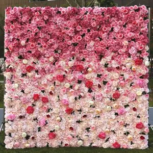 Custom 5D 3D White Rose Hydrangea Roll Up Cloth Flower Wall Wedding Decor Artificial Silk Rose Flower Panel Backdrop Flower Wall