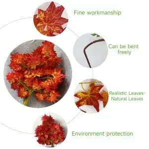 Artificial Maple Leaf Branch Fall Plastic Leaves Green Home Festival Wedding Decoration