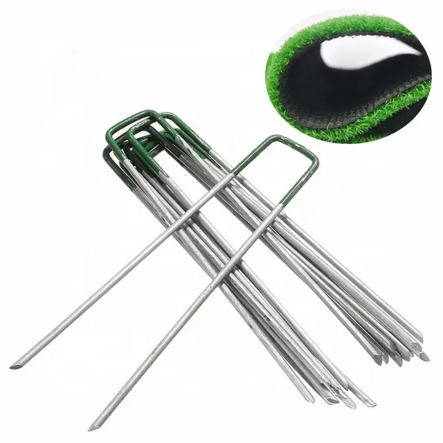 Synthetic Grass - grass Sod Staple Stake Grass U-type Nail Steel Smooth Flat top Turf Nail – Deyuan