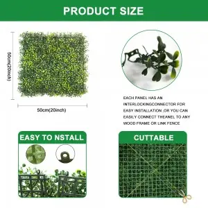 Yellow Green Artificial Garden Green Wall UV Resistant 20inches Home Garden Outdoor Wall Decoration Artificial Hedges Panels