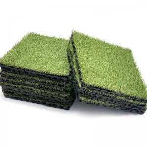 Green Patchwork Artificial Grass Carpet Interlocking Turf Decking Tiles for Outdoor Landscaping Garden