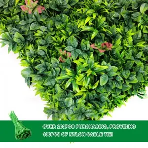 Home Wedding Indoor Faux Tropical Foliage Boxwood Hedges Vertical Artificial Silk Plastic Green Grass Plant Wall Decor