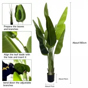 Bird of Paradise Plant Traveller Palm plastic trees 160CM artificial traveler banana Ravenala madagascariensis tree