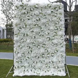 8ft x 8ft Custom 3D 5D Pink White Silk Peony Rose Hydrengea Backdrop Panel Wedding Decoration Artificial Flower Wall