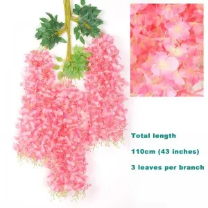 45 inch /3.7ft Wisteria Artificial Flower Bushy Silk Vine Ratta Hanging Garland Decoration Wisteria Flowers