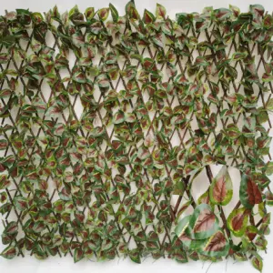 Excellent quality Artificial Turf Mat - garden Expandable artificial plastic laurel leaves trellis bamboo panel boxwood mat Ivy Privacy Fence fencing hedge – Deyuan